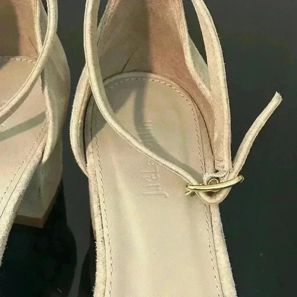 J Mclaughlin Krissa Suede Sandal Womens Striped Size 7 Beige/Gray (2'' Heel) - Picture 3 of 6